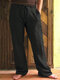 Men's Cotton Linen Casual Loose Pants - Black