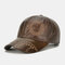 Mercedes Logo Layer Leather Hat Single Layer Leather Baseball Hat - Coffee