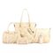 Women 5PCS Printed Handbags Multi-Function Crossbody Bags Long Purse - Cream&White