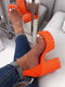 Plus Size Women Clear Sexy Back Zipper High-heeled Sandals - Orange