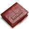 Genuine Leather Wallet With Removable Coin Pocket Retro Leisure Coin Bag For Men - Red