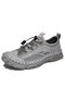 Men Hand Stitching Anti-collision Mesh Breathable Leather Hiking Shoes - Gray