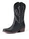 Lostisy Women Retro Embroidered Ethnic Pattern Veins Mid Calf Cowboy Boots - Black
