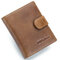 Ekphero Genuine Leather Short Wallets Vintage Zipper Purse Coin Bags For Men - Brown
