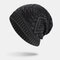 Men Wool Diamond Pattern Outdoor Keep Warm Brimless Beanie Knitted Woolen Hat - Black