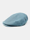 Unisex Cotton Solid Color Fashion Casual Sunshade Forward Hat Beret Flat Hat - Blue