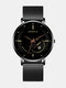 Alloy Steel Business Casual Mesh Belt Calendar Mens Quartz Watch - Black+Black+Gold