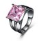 INALIS Women's Elegant 12mm Gun Black Plated Zircon Rhinestone Diamond Rings Gift  - Pink
