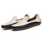 Large Size Men Color Blocking Slip Ons Flat Soft Casual Driving Loafers - Beige
