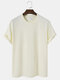 Mens Cotton Solid Color Crew Neck Plain Casual Short Sleeve T-Shirts - Beige