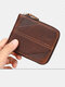 Menico Men Genuine Leather Vintage Zip Design Durable Short Wallet Large Capacity Tri-fold Wallet - Coffee