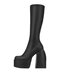 Large Size Women Casual Slip-On Stylish Platform High Heel Boots - Mid-Calf Black