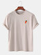 Mens Simple Six Color Cartoon Chest Graphic Loose Cotton T-shirts - Khaki