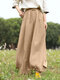 Lässige Damen-Hose aus massiver Baumwolle mit weitem Bein und Tasche - Khaki