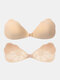 Women Front Closure Strapless Silicone Waterproof Sexy Sticky Bra - Nude