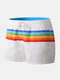 Men Colorblock Stripe Shorts Loungewear Breathbale Cozy Drawstring Shorts With Pockets - White