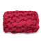 120*150cm Soft Warm Hand Chunky Knit Blanket Thick Yarn Wool Bulky Bed Spread Throw - Wine Red