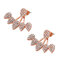 Sweet Flower Earrings Gold Silver Full Rhinestones Ear Stud Jacket Accessories Double Sided Earrings - Rose Gold