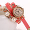 Trendy Pearl Bracelet Watch Three Layer Leather Watch Fashion Style Waterproof Quartz Watch - Pink