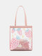 Women 2 PCS Transparent Fruit Vegetable Pattern Printed PVC Shoulder Bag Handbag Tote - Pink