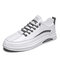 Men Breathable PU Leather Lace Up Casual Sport Skate Shoes - Gray