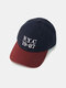 Unisex Cotton Letters Numbers Embroidery Color Contrast Patchwork All-match Sunscreen Baseball Cap - Navy