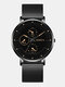 8 Colors Alloy Stainless Steel Men Vintage Business Watch Decorated Pointer Quartz Watch - Orange Pointer Black Band