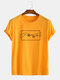 Mens Two Hands Graphic Printing Loose Casual T-shirts - Yellow