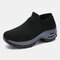 Large Size Women Outdoor Breathable Sock Mesh Rocking Shoes - Black