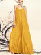 Women Allover Ditsy Floral Print Spaghetti Strap Maxi Dress - Yellow