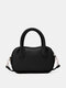 Women Faux Leather Vintage Patchwork Solid Color Crossbody Bag Brief Handbag - Black