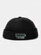 Collrown Unisex Polyester Cotton Fully Charged Pattern Embroidery All-match Adjustable Brimless Beanie Landlord Caps Skull Caps - Black