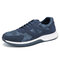 Men Microfiber Leather Breathable Non Slip Sports Casual Sneakers - Blue