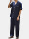 Men Funny Print Faux Silk Pajamas Set Button Dowm Short Sleeve Home Loungewear With Chest Pocket - #04