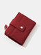 Bolsa elegante feminina couro artificial com zíper Design dupla dobra curta grande capacidade - Vinho vermelho