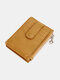 Genuine Leather Vintage Multi-slots Wallet Short Multi-function Purse - Orange