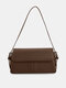Women Faux Leather Brief Multi-Pockets Solid Color Crossbody Bag Shoulder Bag - Brown