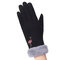 Women Warm Suede Gloves Embroidered Outdoor Windproof Touch Screen Anti-slip Gloves Full Finger - Black