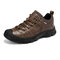 Men Cow Leather Protect Toe Non Slip Outdoor Casual Shoes - Coffee
