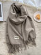 Unisex Artificial Cashmere Solid Color Letter Label Tassel Warmth All-match Scarves - Coffee 1