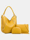 Womens Brown Large Capacity Rivet PU Leather Purses Satchel Handbags Shoulder Tote Bag Crossbody 3 PCS Purse Set - Yellow