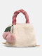 Women Plush Fashion Hairball Large Capacity Handbag Crossbody Bag - Beige