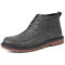 Men Pure Color Microfiber Leather Non Slip Casual Ankle Boots - Grey