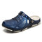 Men Hollow Out Round Toe Slip On Casaul Water Beach Sandals - Blue