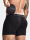 Men Removable Padded Boxer Briefs Sexy Butt Lifting Cotton Comfort Mid Waist Plain Underwear - Black