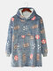 Mens Ball Pattern Flannel Thick Fleece Lined Oversized Blanket Hoodie With Pocket - Blue