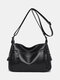 Women Vintage Waterproof Cow Leather Multi-Carry Crossbody Bag - Black