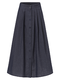 Однотонная эластичная пуговица на поясе Plus Размер Платье плиссе с карманами - Темно-синий
