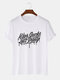 Mens Letter Slogan Print Cotton Short Sleeve T-Shirts - White