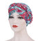 Nouveau foulard en soie imprimée soie foulard musulman chapeau bonnet de tissu de fleurs bonnet court peut être caché - rouge et vert